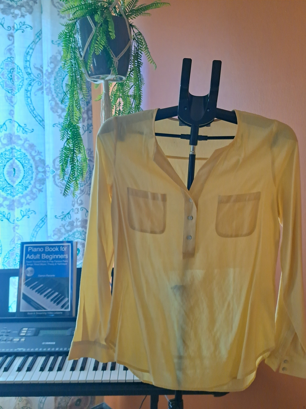 next Yellow Button-Front V-Neck Blouse